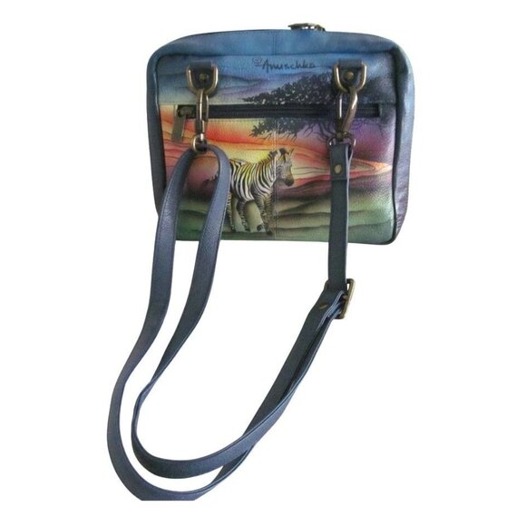 Anuschka Genuine Leather Hand-Painted Crossbody Bag with Zebra Sunset Design - Picture 16 of 16